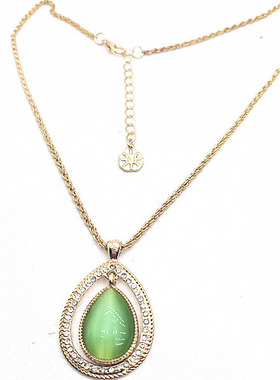 打标猫眼石项链时尚水滴形唯美