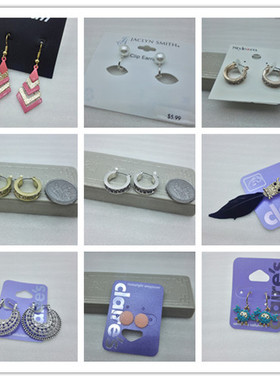 C3宇涵饰品 claires时尚个性镶嵌简约耳钉耳坠合集女