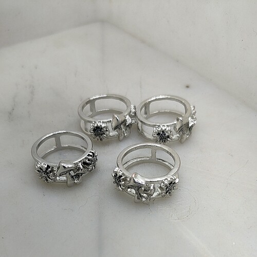 48满29元包邮  蘑菇花朵戒指7码  4个