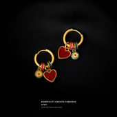 爱心耳坠小众独特耳环女一款 时尚 新中式 多戴设计彩色耳圈秋冬耳饰