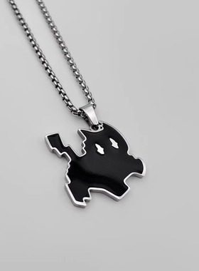 闪电小黑猫项链长款男女生高级感冷淡风不掉色卫衣T恤链挂脖配饰