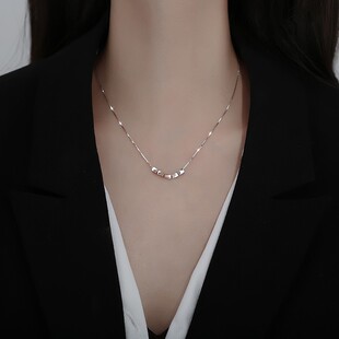 纯银转运珠项链女轻奢小众ins冷淡风高级感简约锁骨链2026年新款