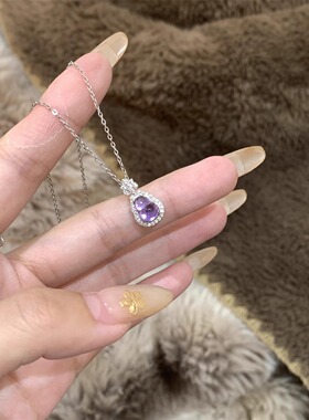 新中式古风紫色小葫芦项链高级感轻奢小众玉吊坠气质锁骨链清冷感