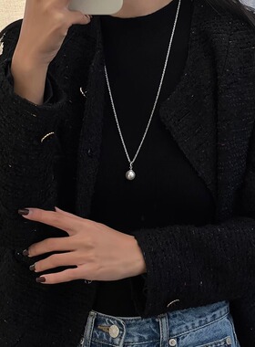 万能扣珍珠吊坠美拉德麻花长款项链日常百搭装饰链轻奢晚礼服配饰