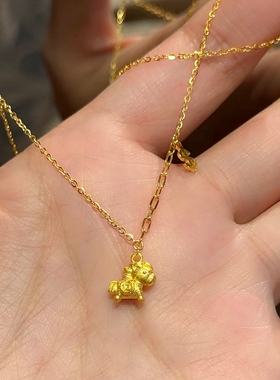 马上有钱项链2026本命年黄金色小马吊坠新年礼物送女友毛衣链秋冬