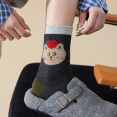 袜子女纯棉春秋ins潮可爱中筒袜防臭吸汗秋冬日系撞色诸暨长袜