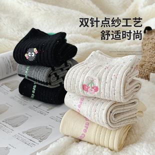 ins潮袜子外穿春秋长袜 中筒袜女纯棉秋冬日系堆堆袜点子纱时尚