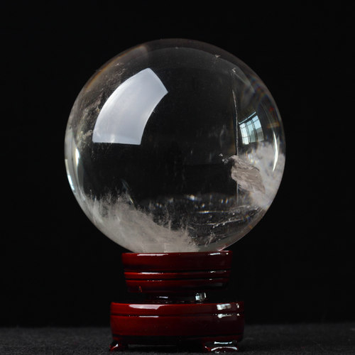 天然白水晶球原石摆件