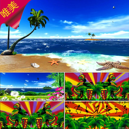夏日里的热浪 唯美大海海鸥椰树蒲公英 大象非洲部落 视频素材