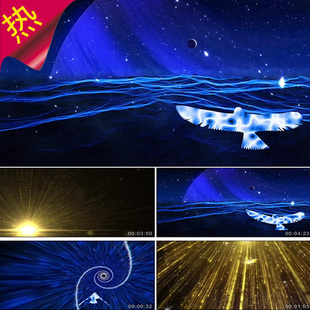 最初的梦想 鸽子隧道飞翔 飞鸟飞过大海星空 金色光效 视频素材