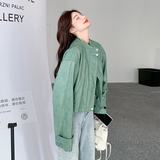 新款明天出货-薄荷绿显白立领皮衣外套306-cx2509-p145-218，女装皮衣，浙宝306