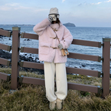 现货-粉色真羊毛牛角扣毛毛外套306-AW171-p245-k368，女装皮草，浙宝306