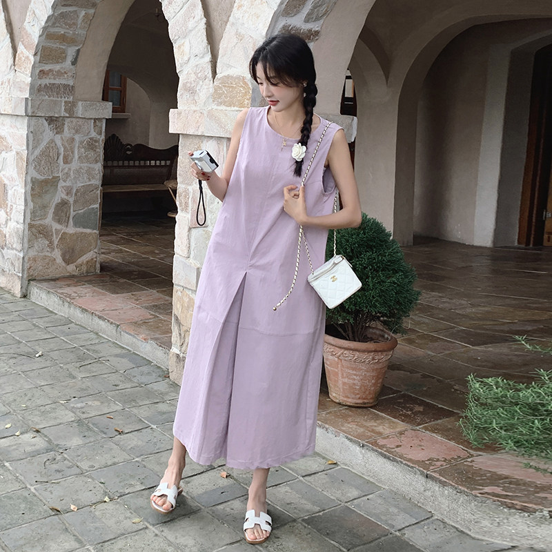 法式气质甜美背心连衣裙女2025夏季新款韩版宽松显瘦减龄a字长裙图片