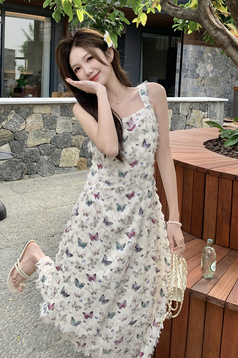 24夏法式蝴蝶流苏气质收腰显瘦连衣裙306-24059-p115-k178,女装连衣裙,浙宝290（原306）