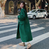 高级感绿色长款毛呢西装厚外套女冬独特超好看小众设计感呢子大衣，女装毛呢外套，浙宝306