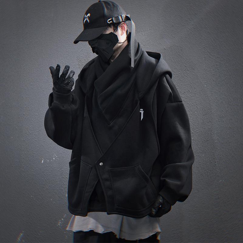 国潮原创秋季蝙蝠立领拉链长袖