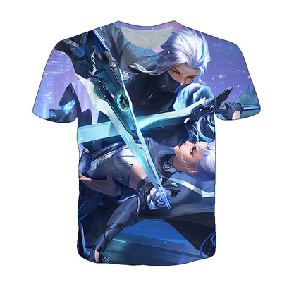 王者荣耀默契交锋兰陵王衣服3D印花男女短袖t恤夏青少年儿童上衣