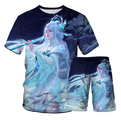 王者荣耀露娜霜月吟套装春夏季中小学生筒裤宿舍男女款沙滩裤潮流