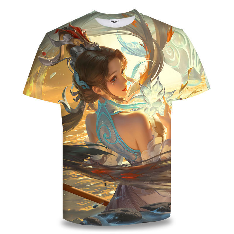 王者荣耀大乔白鹤梁神女衣服3D印花男女装短袖T恤夏青年儿童上衣
