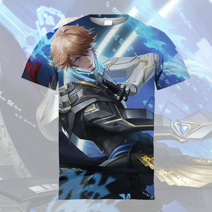 王者荣耀李白鸣剑曳影衣服3D印花男女装短袖t恤春夏青年儿童上衣