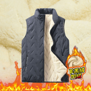 加绒男装 马甲男秋冬季 立领 羊羔绒马夹背心潮坎肩大码 保暖外套男士