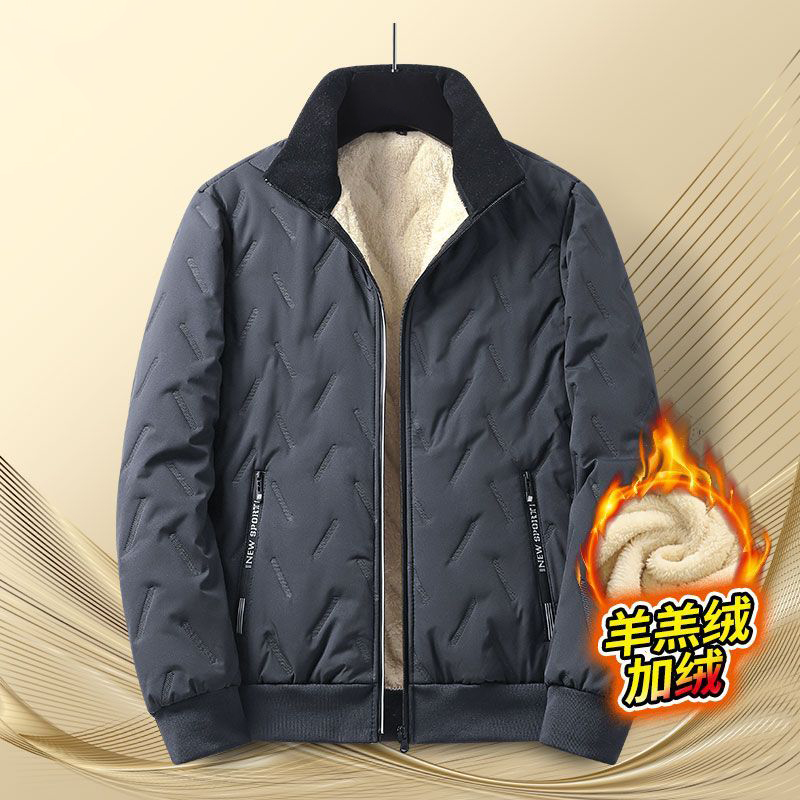 羊羔绒棉衣宽松大码立领棉袄保暖棉服秋冬季外套男士加绒防风加厚