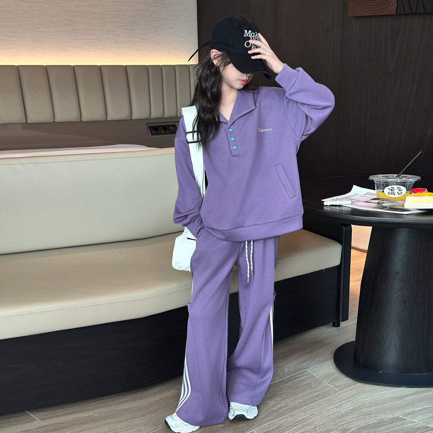 女童秋装2026新款卫衣阔腿裤套装