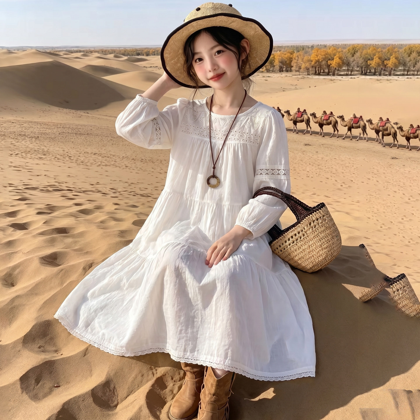 2026春秋女大童洋气长袖连衣裙