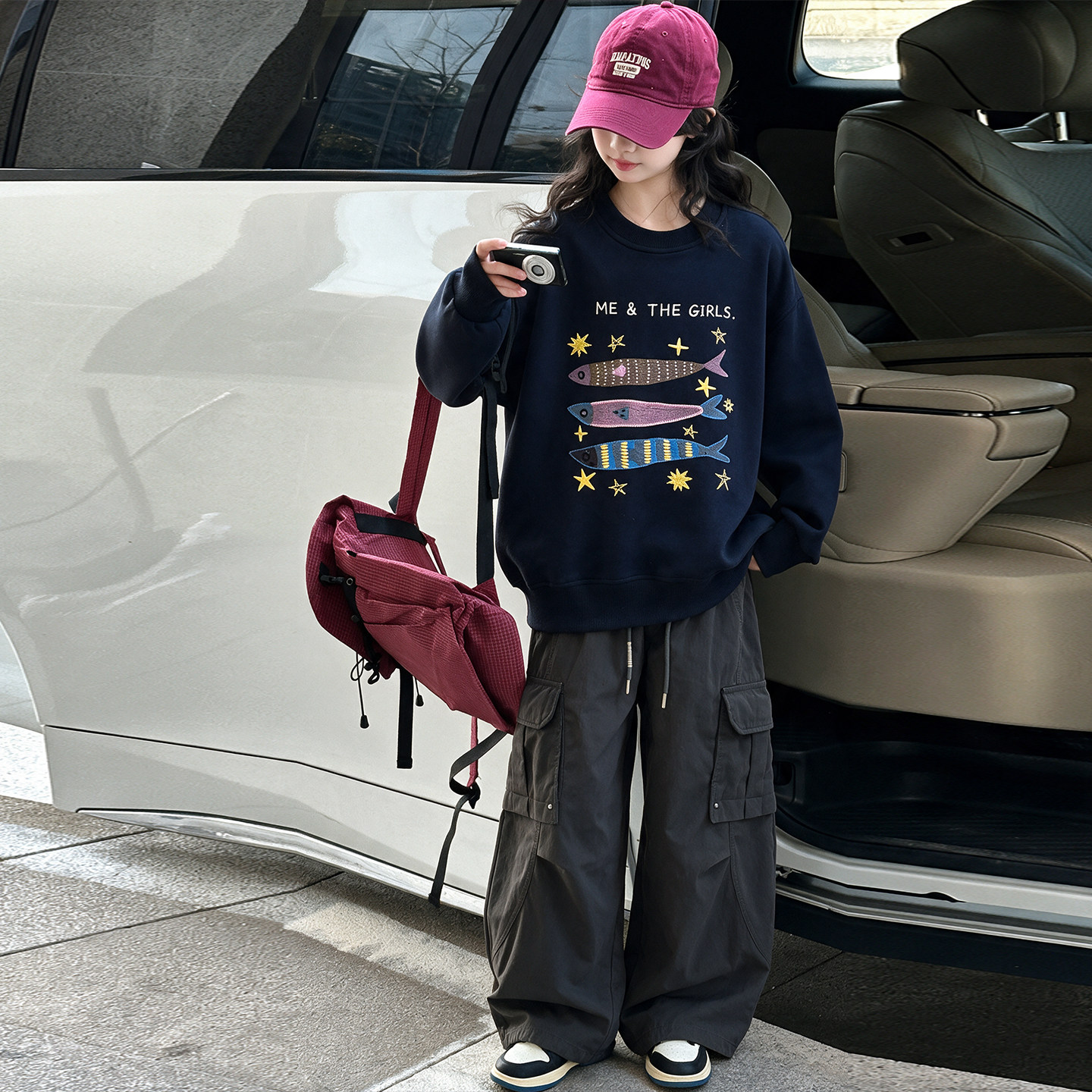 MAiDUYESHE轻奢女童秋装套装2026新款洋气时髦中大童装卫衣工装裤