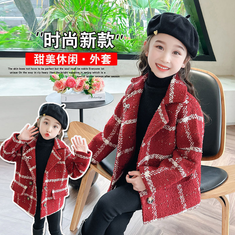春秋季儿童新款2026洋气女小呢大衣