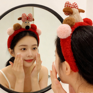 不压头发可爱发箍女款防滑不掉洗脸专用头饰小狗卡通蝴蝶结不勒头