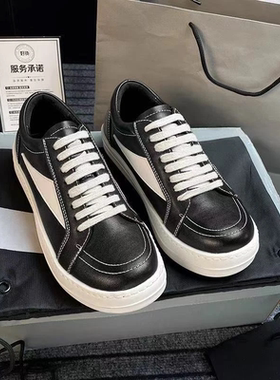 黑色ro鞋子男款板鞋倒三角厚底增高德比鞋美式复古休闲鞋cleanfit