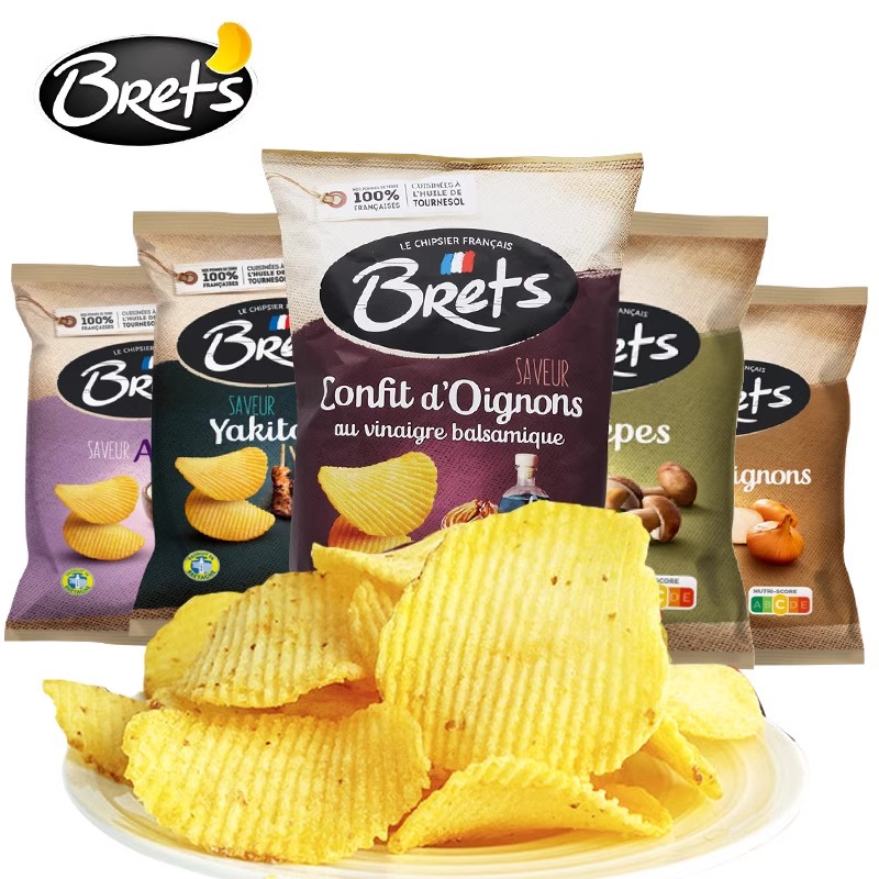 临期法国进口Bret's布瑞特薯片小洋葱香醋/牛肝菌买二赠一