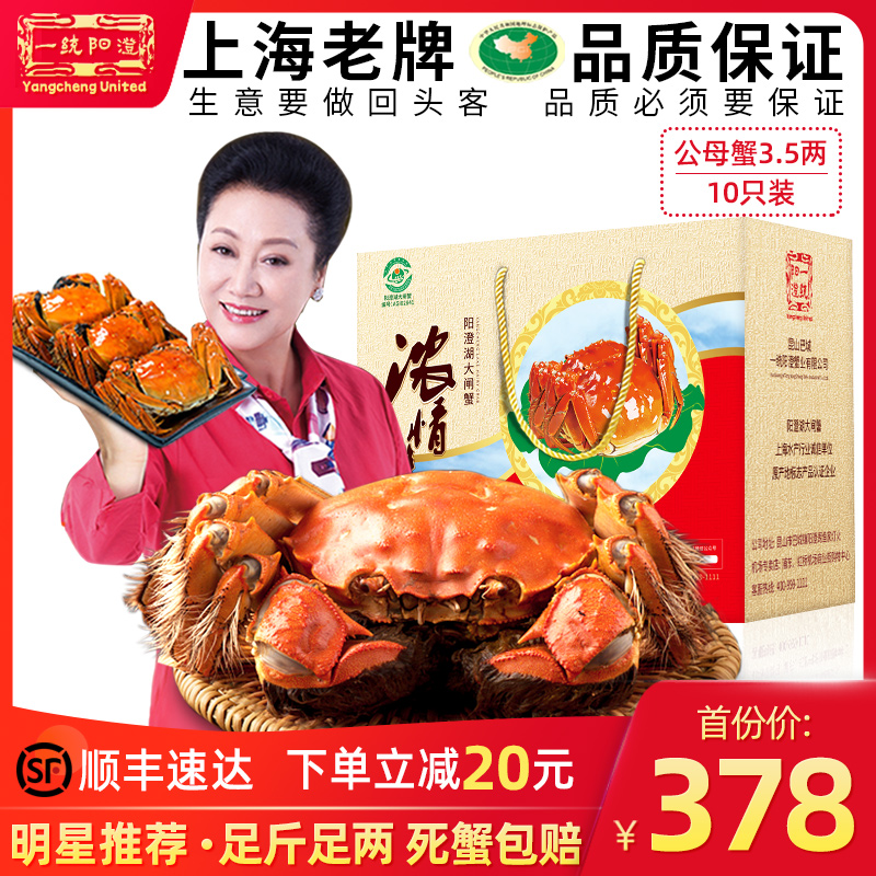 ㊙一统阳澄10只特大3.5两鲜活大闸蟹全公母蟹清水螃蟹现货礼盒装|msdalam kategori daging perikanan/Buah-buahan segar dan sayur-sayuran/dimasak, makanan laut/produk akuatik/produk, ketam, ketam - dari Buy2taobao.com untuk memberikan perkhidmatan ejen Taobao profesional membeli