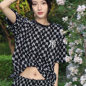 韩国潮牌NY情侣男女同款老花满印短袖T恤夏季新款休闲宽松半袖ins
