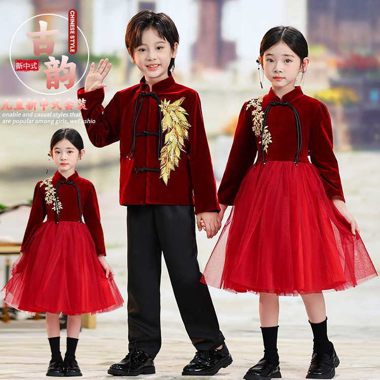 儿童大合唱演出服中小学生诗歌朗诵爱国唱红歌少儿合唱团表演服装