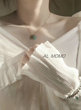 S925纯银珐琅双爱心锁骨链女款