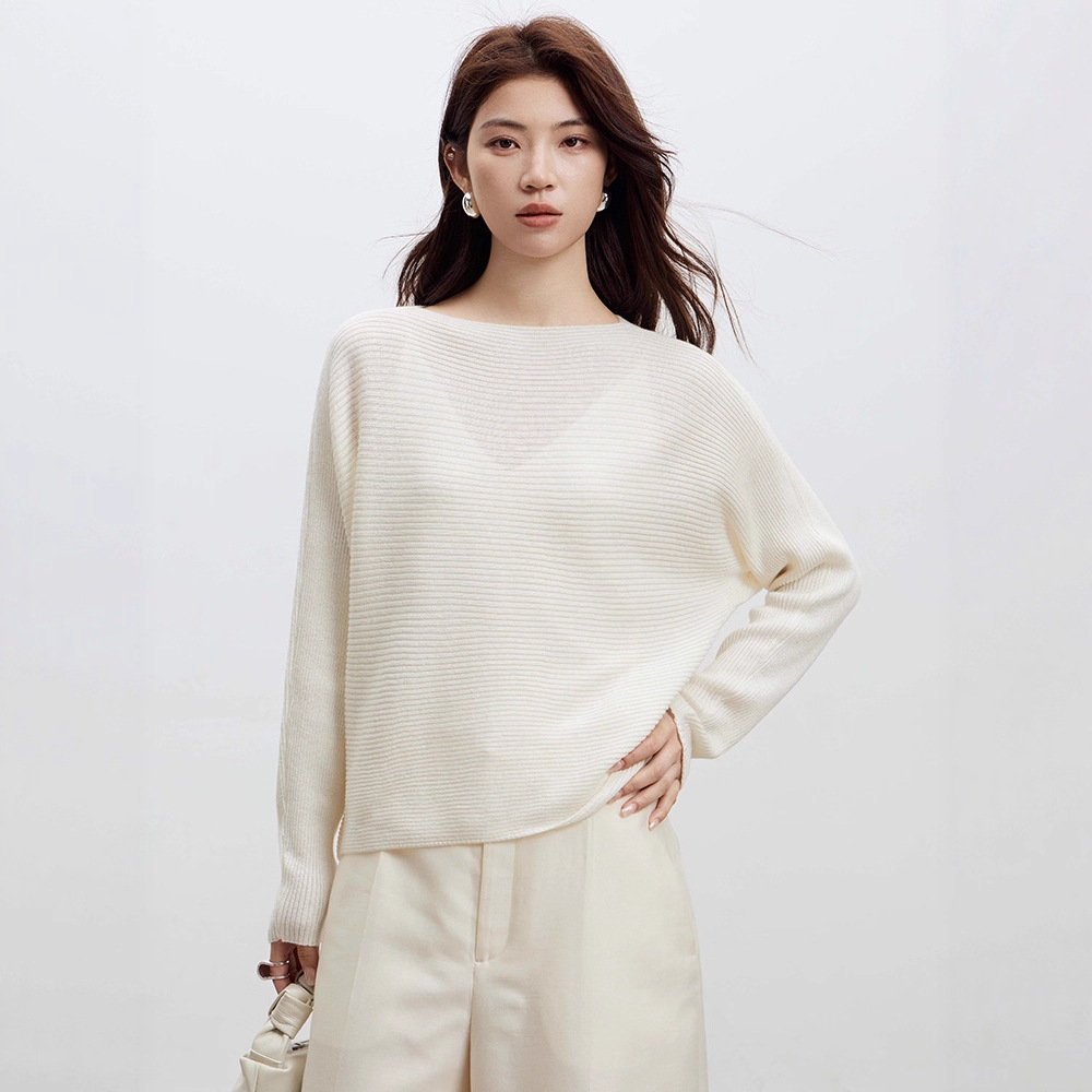 时尚谷波纹羊毛针织衫微透长袖开衫2025新款女装宽松毛衣早秋外套