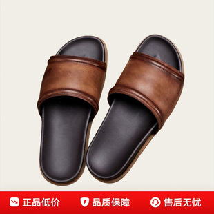 日本品牌LP一字拖男鞋透气平底复古真皮凉拖鞋室外防滑个性沙滩鞋