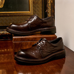 舒适真皮厚底德比鞋 日本代购 简约透气男大头鞋 商务休闲皮鞋 LP新款