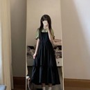 2025新款 假两件背带连衣裙少女夏大码 初中高中学生甜美日系长裙子