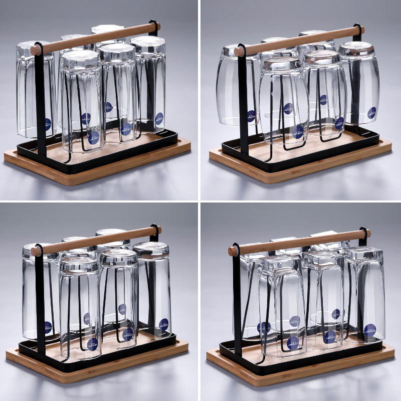 乐美雅玻璃杯家用茶杯水杯透明喝水酒店酒杯耐高温八角杯子6只装