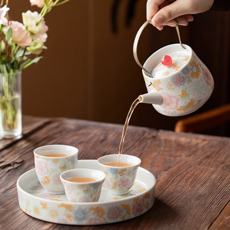 堆料万花仿古釉陶瓷茶具礼盒