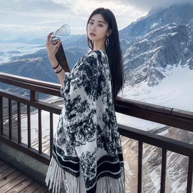 水墨画CINSKINS羊绒围巾女春秋冬