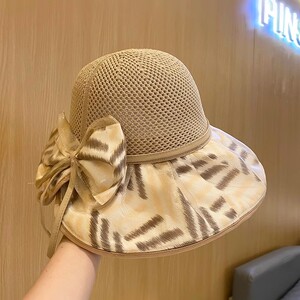 法国CINSKINS玉叶金柯~可折叠大檐渔夫帽防晒遮阳帽蝴蝶结太阳帽