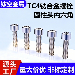 TC4钛合金螺丝圆柱头内六角螺栓M3M4M5M6M8加工定制杯头钛螺丝钉