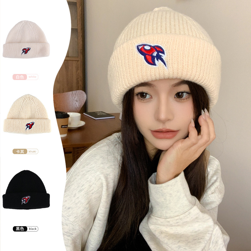 秋冬季韩国针织帽纯色加厚保暖毛线帽包头冷帽情侣休闲女针织帽