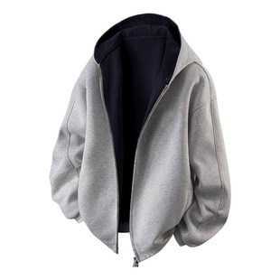 连帽开衫 宽松廓形设计美式 情侣外套 新款 双面重磅棉质卫衣2025秋季