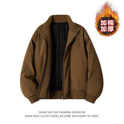 美式飞行员夹克棉服男冬季夹棉加厚保暖棉衣外套高级感立领面包服