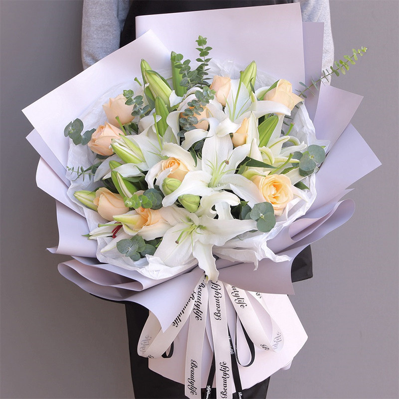 石家庄花店同城鲜花配送生日玫瑰百合花束青岛长春太原大连送花